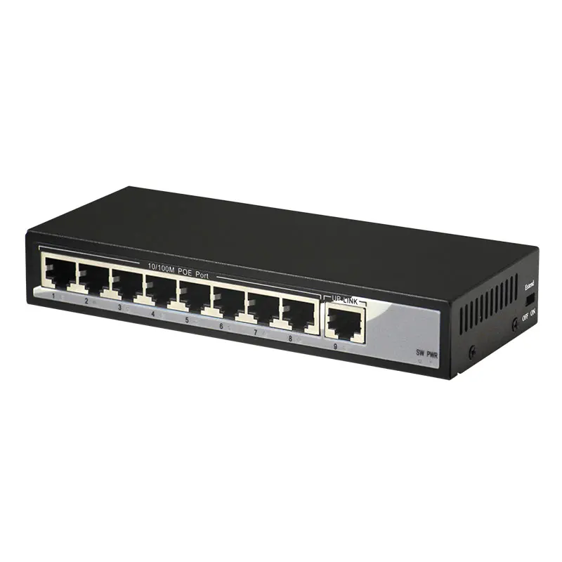 8+1 Ports 100Mbps PoE Switch Injector Power over Ethernet IEEE 802.3af For IP Camera System Network Switch Built-in Power Supply