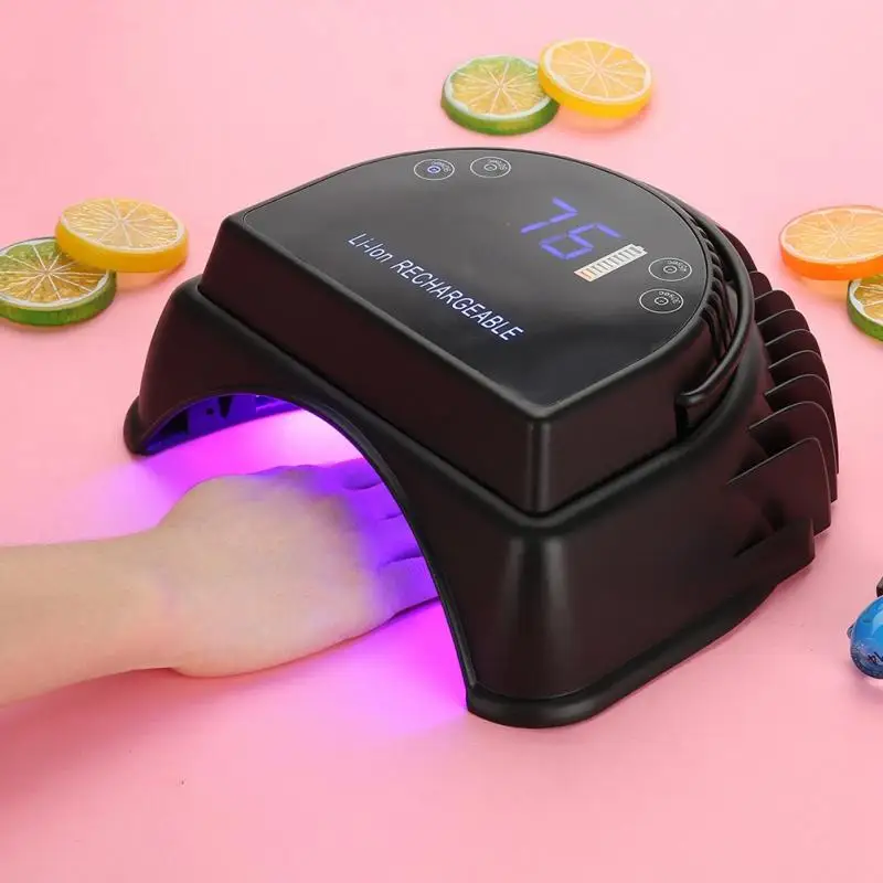 

New Nail 64W Nail Polish Dryer UV Gel Polish Curing Nail Dryer Rechargeable Cordless LCD Display Manicure Pedicure Tool