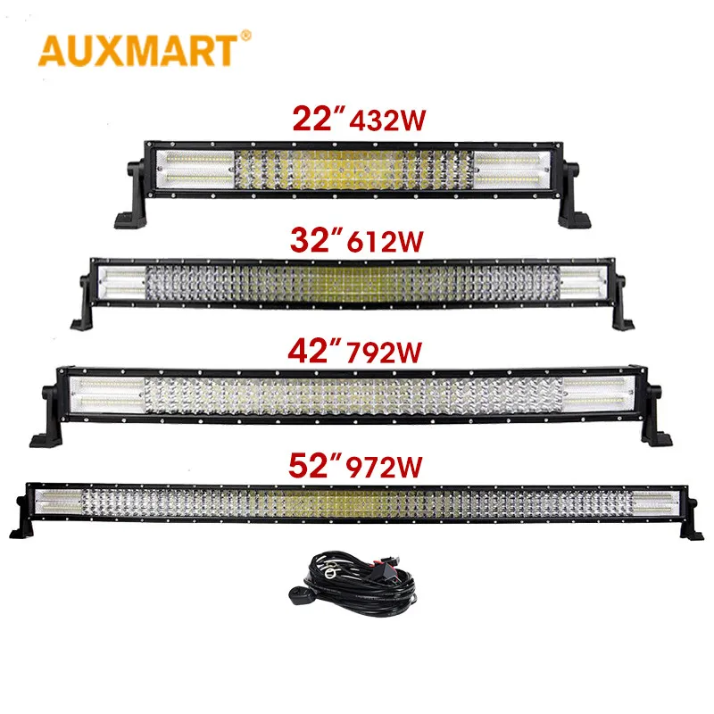 

Auxmart 4-Row LED Light Bar 22" 32" 42" 52" Straight Curved Offroad LED Work Light Bar For 4x4 4WD Truck Trailer SUV ATV UTV