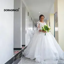 Doragrace vestido de noiva индивидуальный заказ 3/4 рукав аппликация кружевное свадебное платье бальное платье Свадебные платья плюс размер