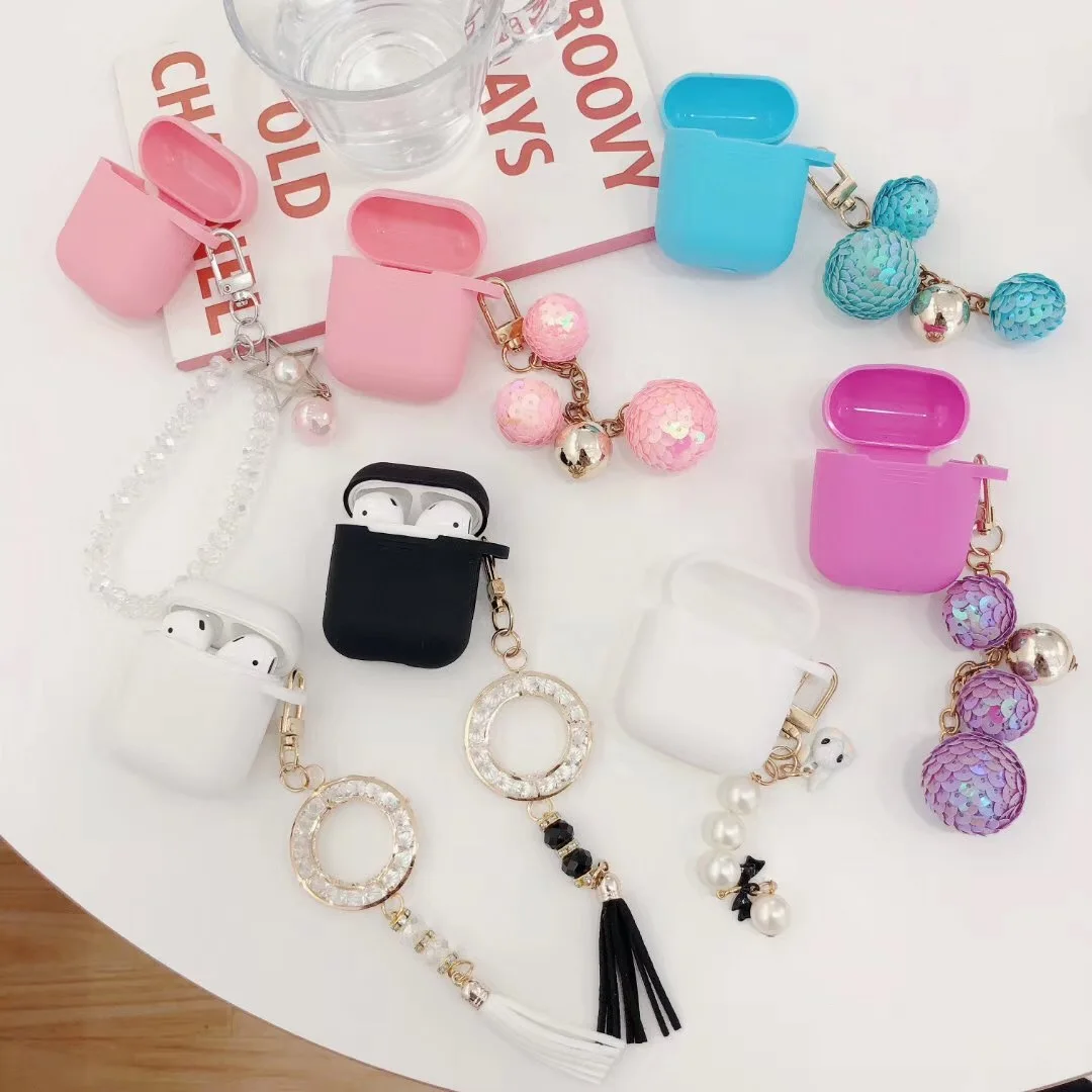 

For AirPods Case with luxury Hanging ornament Accessories candy Silicone Case Bluetooth Wireless Earphone Cover For Airpods capa
