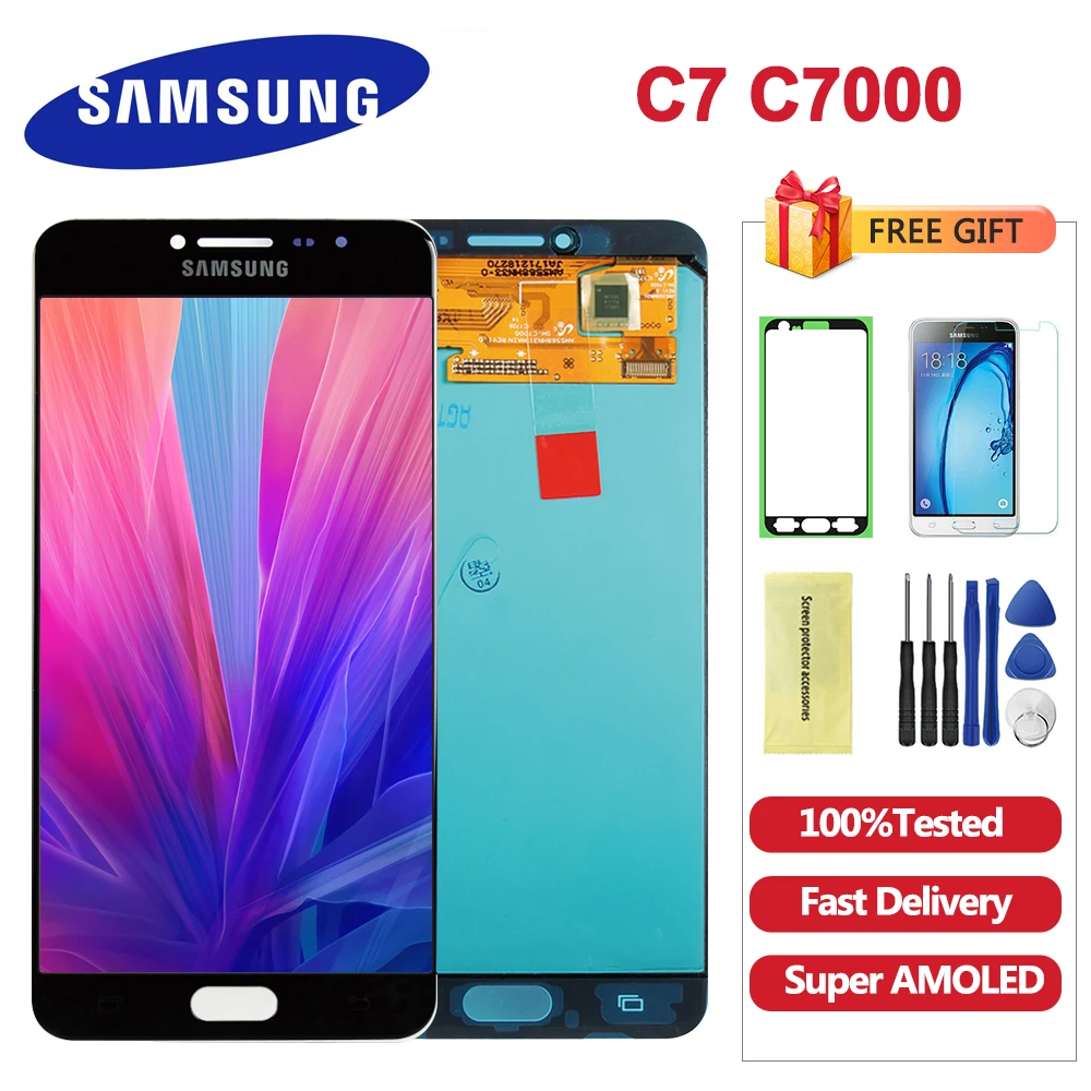 

5.7'' Super AMOLED LCD for SAMSUNG Galaxy C7 LCD Display C7000 Touch Screen Digitizer Replacement For Samsung C7 LCD