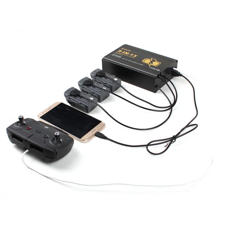 

5 in 1 Battery Parallel Charger Dual USB Charger Multi Remote Controller Charger for DJI SPARK And Smartphone US/EU Plug