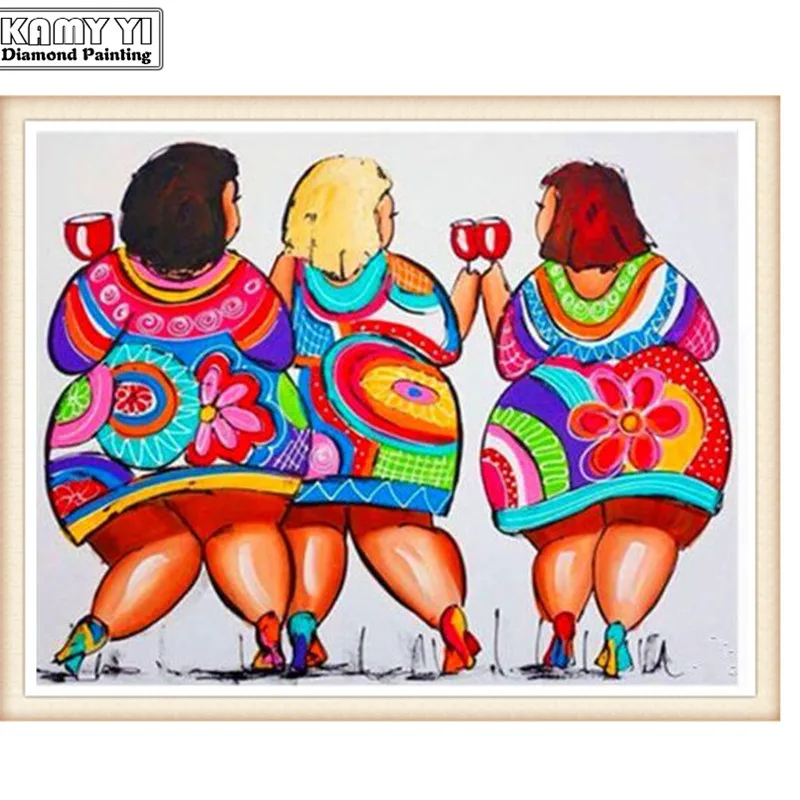 

5D DIY Full round Diamond Painting "Sexy Fat Lady" Multi-picture Combination 3D Embroidery Cross Stitch Mosaic Christmas gift
