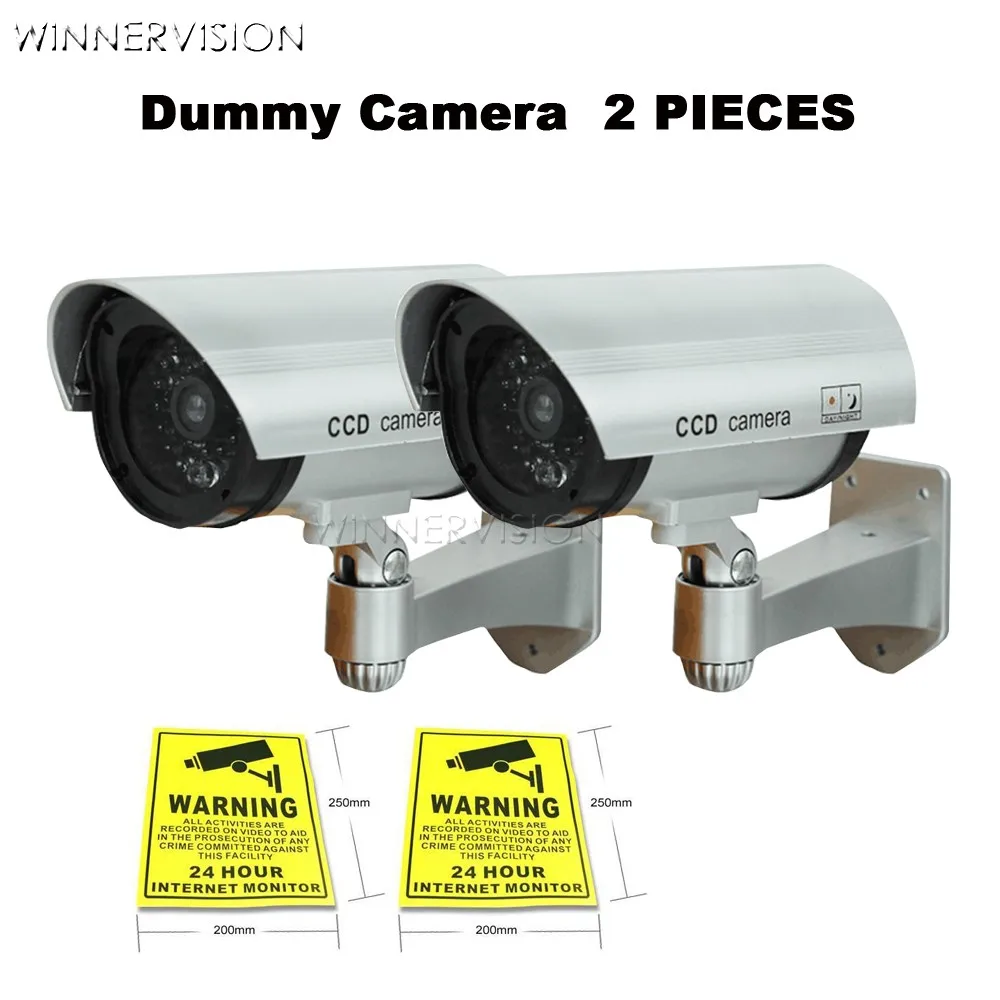 

Fake Camera 2xAA Battery Powered Flicker Blink LED Indoor Outdoor Dummy Bullet CCTV Security Camera with CCTV Warning Label