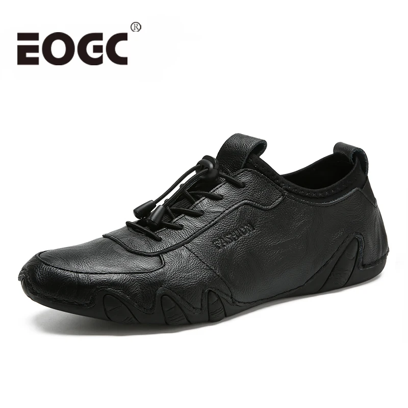 Koop Echt Leer Mannen Casual Schoenen Voor Mannen 2018 Fashion Vier S Mannen Flats Schoenen comfortabele Zwarte lopen mannen schoenen