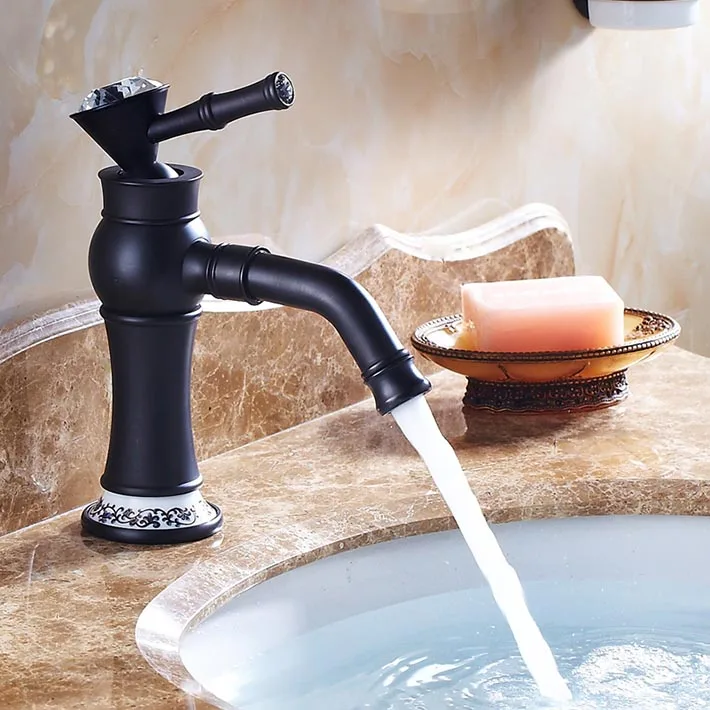 Grifo lavabo Oil Rubbed Black Bronze Antique Copper Basin Faucet Fashion Hot Cold Mixer Sink Tap