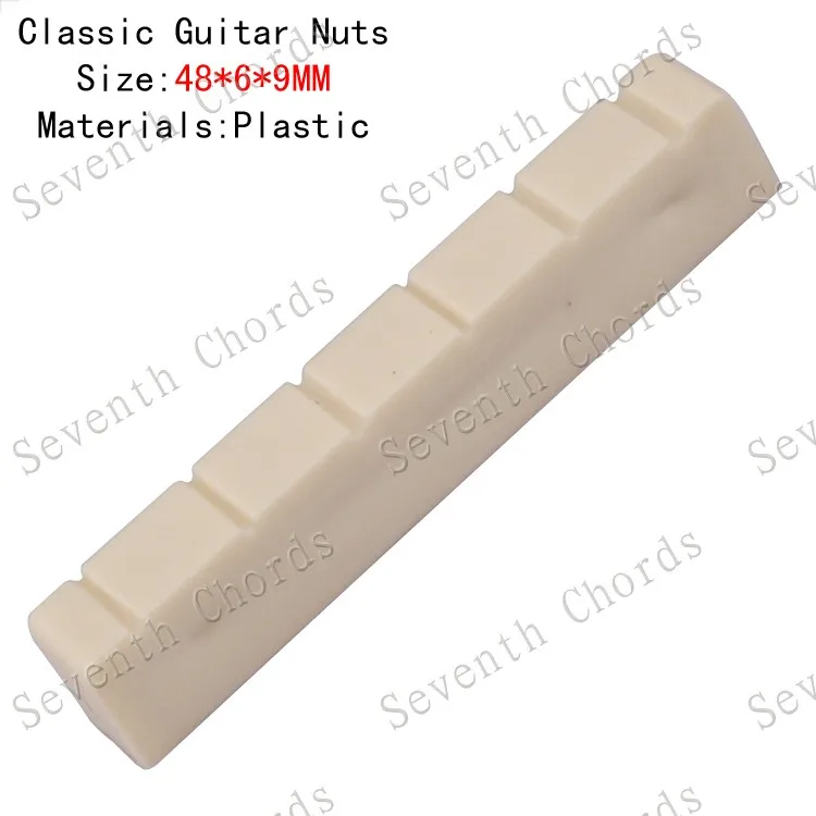 2 Pcs Lvory White Plastic Classic Guitar Nuts 6 String Slotted 48 x 6 x
