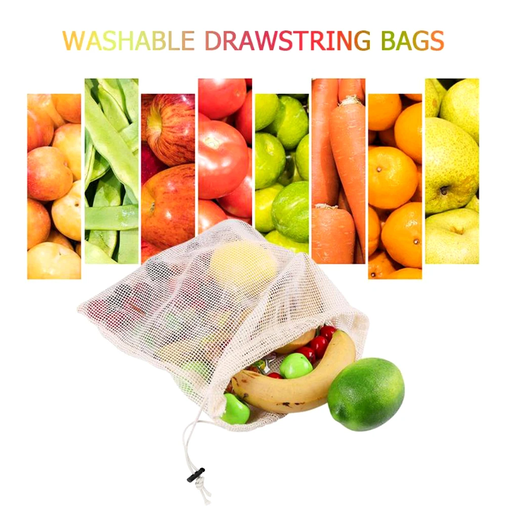 6 шт многоразовые сетчатые сумки для покупок Экологичная хлопковая моющаяся сумка для покупок фруктовые овощные игрушки разное упаковка для хранения