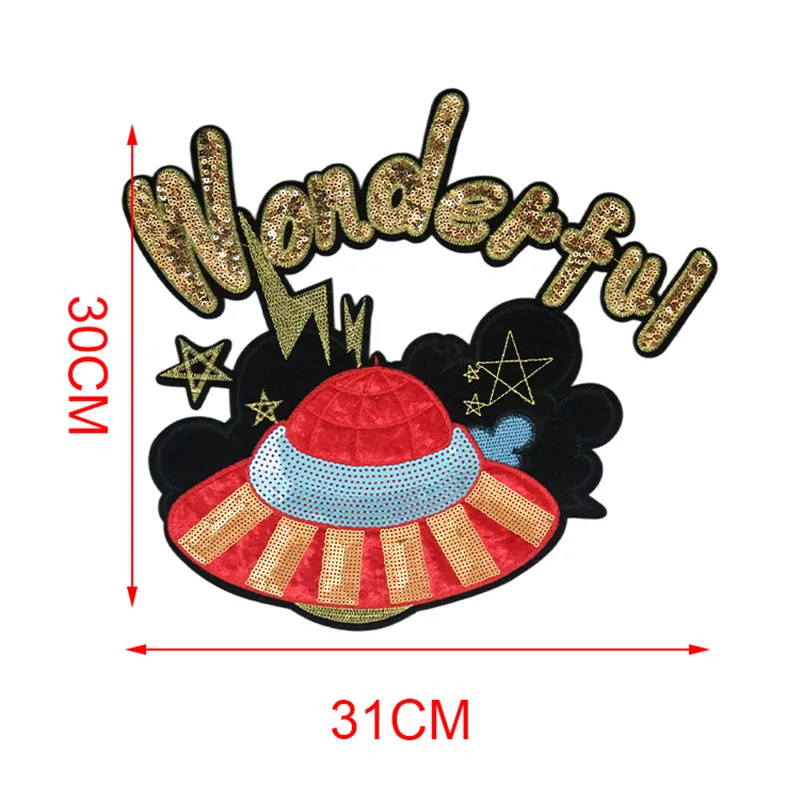 Футболка женская патч с блестками 31 см UFO wonderful deal with it байкерские нашивки для