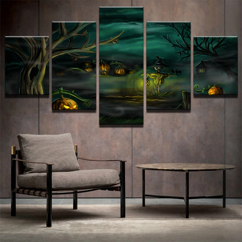 Canvas Prints Modern Frames For Painting Modular Cheap Pictures Wall Art For Living Room Home Decor 5 Panel Halloween Artwork