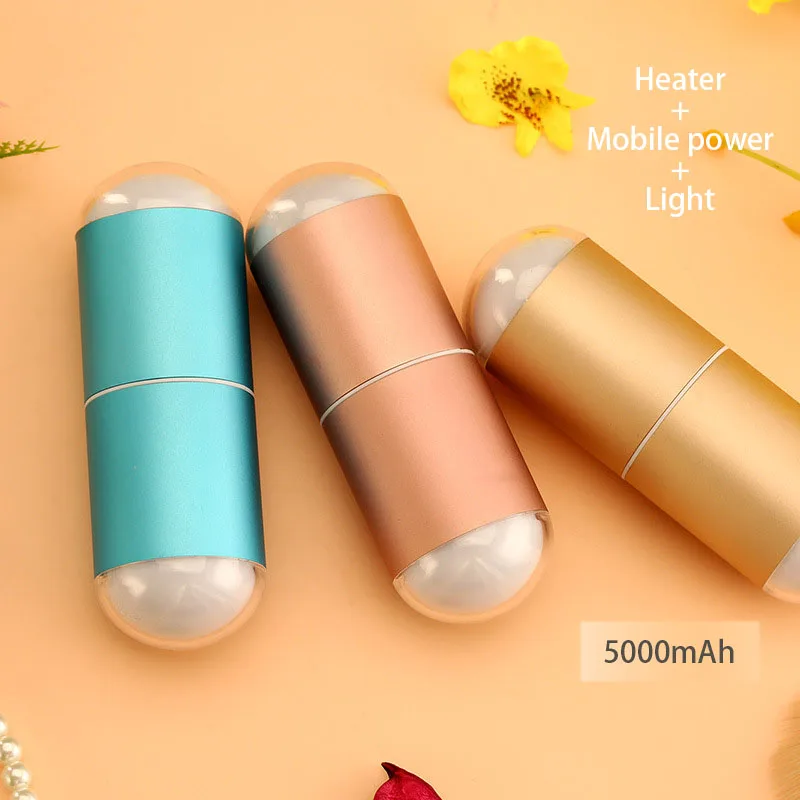 

Rechargeable USB Capsule HandWarmer&Mobile Power Night Light Aluminum Alloy Heating Charging Portable Warm Baby
