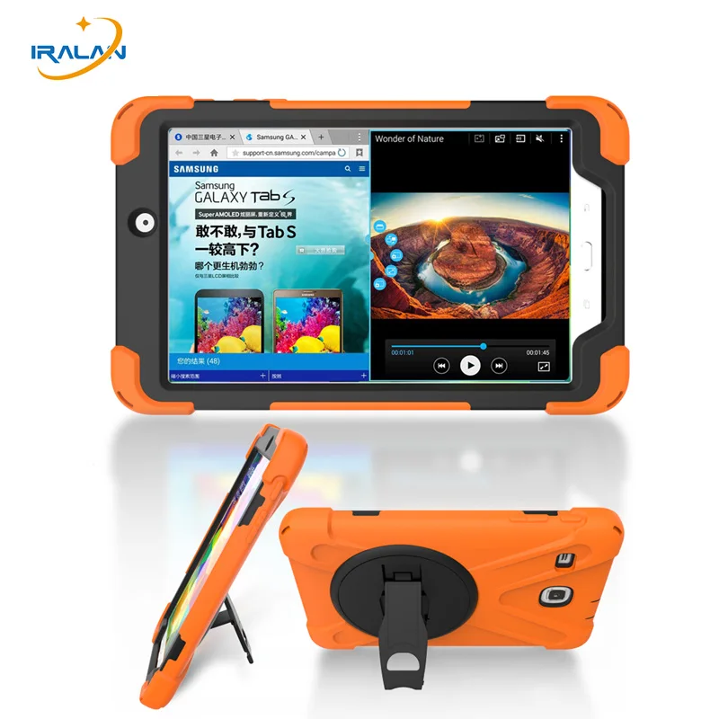 

2017 hot Kids Safe Shockproof Silicone Case For Samsung Galaxy Tab E 8.0 T377 T377V 360 Rotating Durable Stand Cover+film+stylus