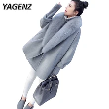 Высококачественная Зимняя шерстяная куртка, короткое кашемировое пальто, женская одежда, тонкая Лисий мех, однотонная теплая верхняя одежда, повседневные женские шерстяные куртки