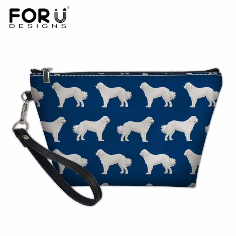 

FORUDESIGNS Women Cosmetic Cases for Travel Cute Great Pyrenees Printing Make Up Bag for Female Portable Toiletry Pouch Bolsa