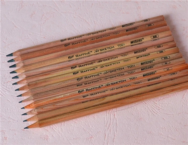 Марко Рисование эскизов карандаш натуральная древесина Модель 7001(12 шт в коробке) 13 твердость 9B, 8B, 7B, 6B, 5B, 4B, 3B, 2B, B, HB, F, H, 2 ч, 3 ч