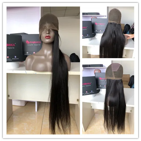 Fabwigs 150% плотность полностью кружевные человеческие волосы парики предварительно выщипанные бразильские Remy человеческие волосы парики шелковистые прямые кружевные парики