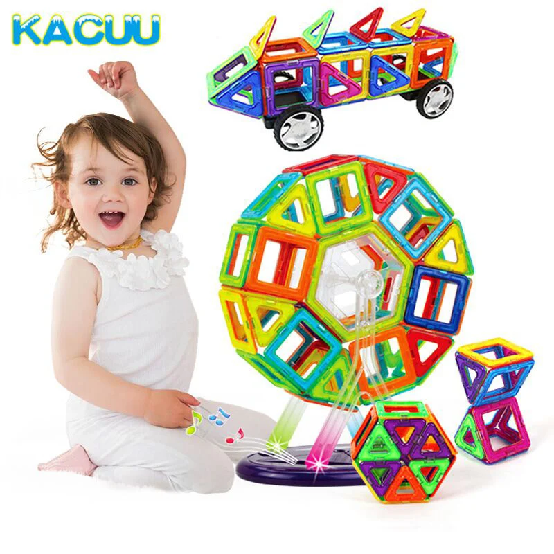 151 шт. большой размер Магнитный дизайнерский Строительный набор модель и магнит игрушка треугольник квадратный конструктор пластиковый подарок для мальчиков девочек