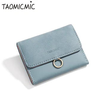 

2019 New Slim Women Wallets Brand Design Simple Fresh Leather Short Solid Women Purses Multi Card Holder Kawaii Cute Girl Purse