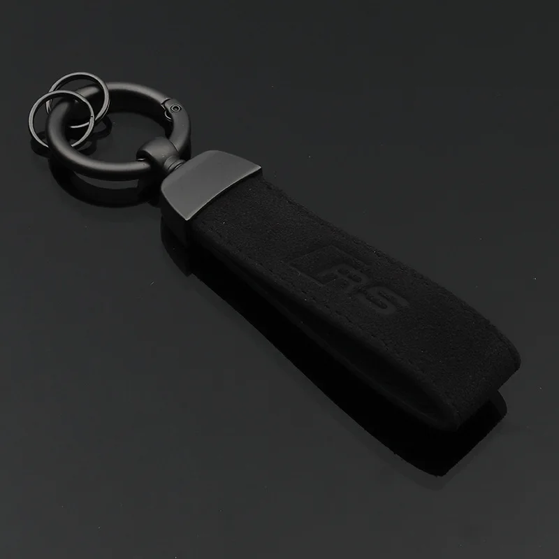 

Metal keychain Car logo keychain Genuine leather keyring key holder keychains auto faishion accessories for Audi Rs