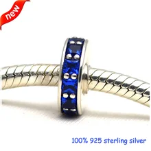 Подходит Pandora Браслеты вечность серебряные бусины с Королевский Голубой Кристалл стерлингового серебра 925 Подвески «сделай сам» оптом 09278A