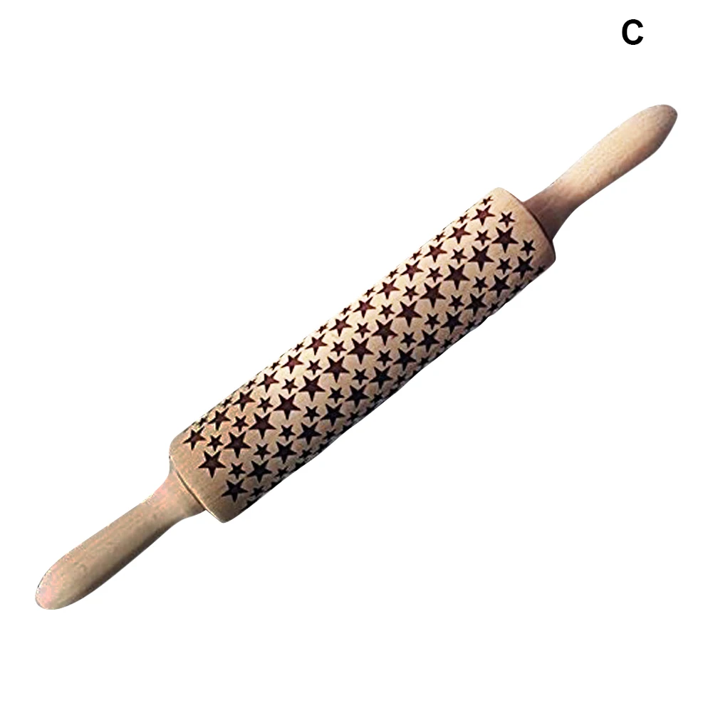 

Christmas Embossing Rolling Pin Christmas Gingerbread Cookies Noodle Biscuit Fondant Cake Dough Engraved Rolling Pin