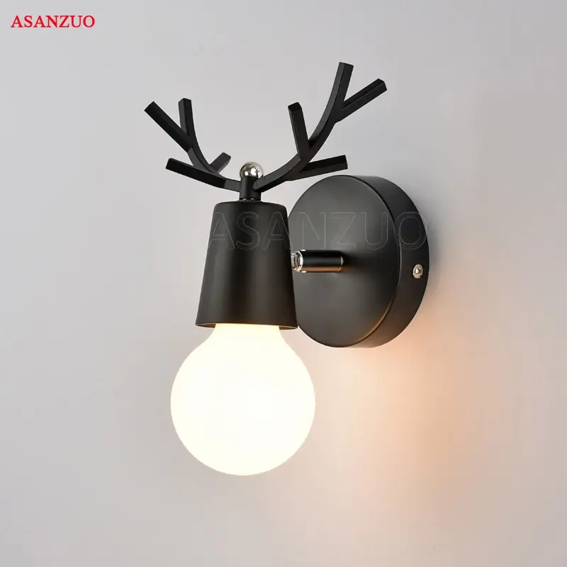  Nordic creative bedside wall lamp Simple staircase corridor hallway lamps Deer head bedroom living  - 32957269881
