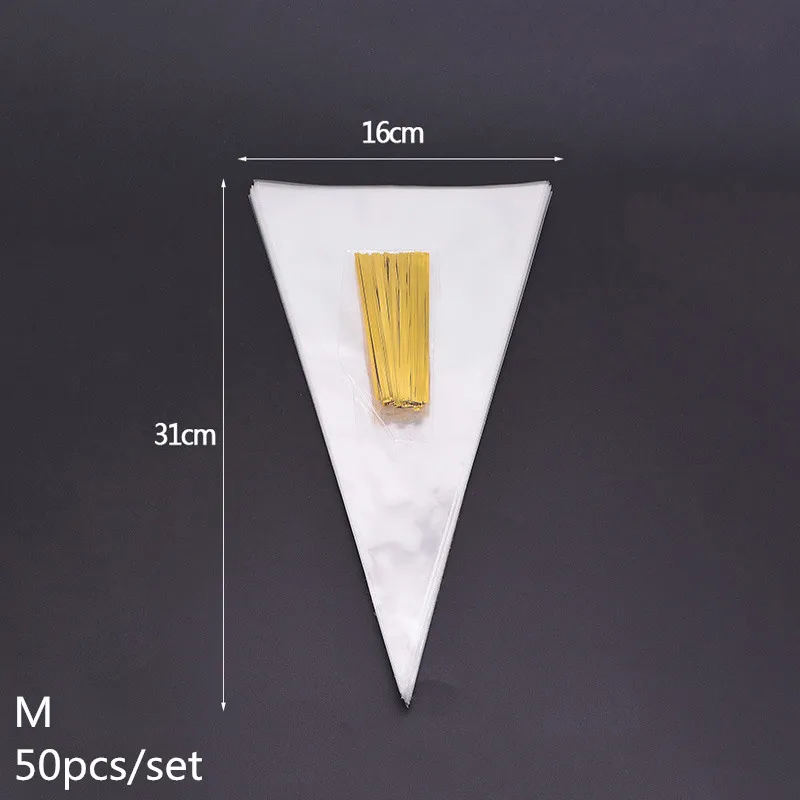 50 шт./компл. конфеты прозрачный конус букет подарок Еда Сумка Одежда для свадьбы, дня рождения Baby Shower сумка печенья «сделай сам» для дома украшения поставки - Цвет: M