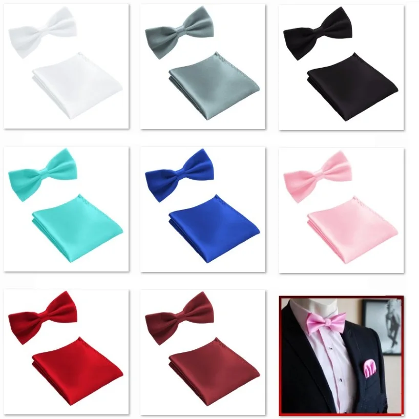 

HOOYI 2019 Fashion tie set Bow Ties for Men Pocket square Wedding Bowtie Handkerchief Butterfly towel