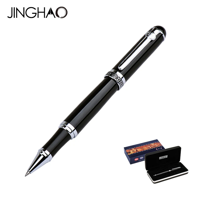 

Silver Clip Black Rollerball Pen Duke D2 Series Metal Medium Refill Black Ink Writing Pens Stationery with an Original Gift Box