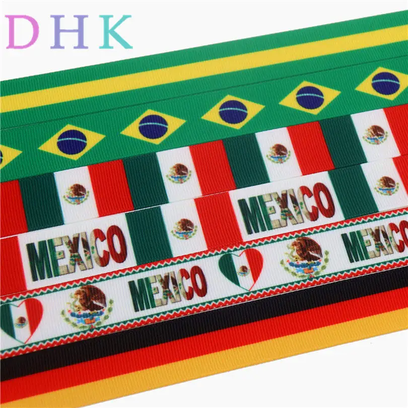 DHK 7/8 ''Бразильский бесплатная доставка Мексиканский Флаг gemany печатная grosgrain