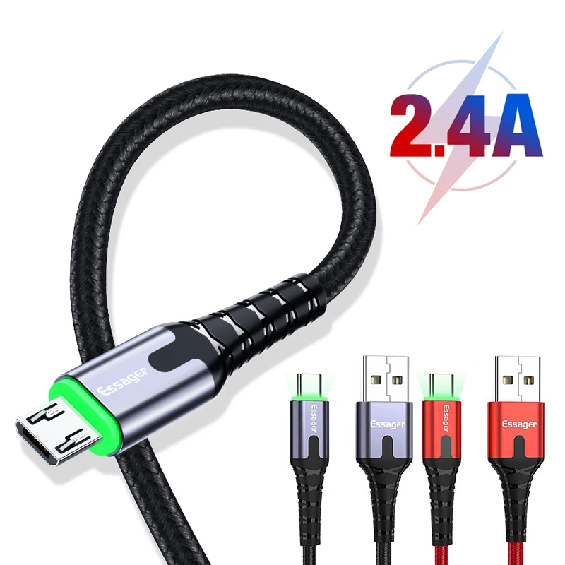 

Essager Led usb cable type c 3.0 fast mobile charger Cable for xiaomi mi 9 huawei Mate 20 lite p30 p20 Samsung s10 plus cables