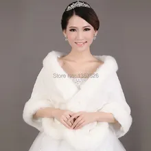 Зимняя женская свадебная накидка из искусственного меха цвета слоновой кости, шаль, WP013