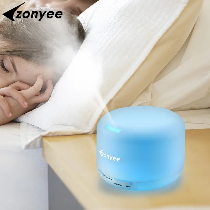 

Zonyee 500ml LED Light Dry Protect Ultrasonic Essential Oil Aroma Diffuser Air Humidifier Mist Maker 7 Color Nightlight Lamp