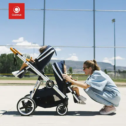 

Quintas High Landscape Baby Stroller Double Twin Baby Stroller Can Sit Reclining Newborn Light Portable Stroller