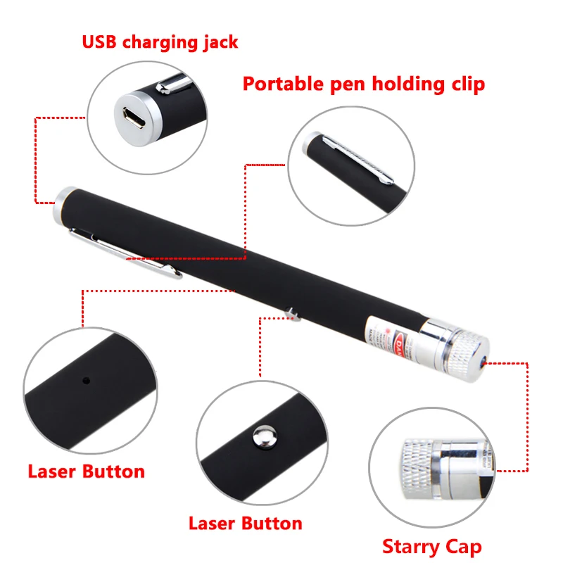USB лазерная указка перезаряжаемая зеленая красная 532 нм 650 яркая одноточечная