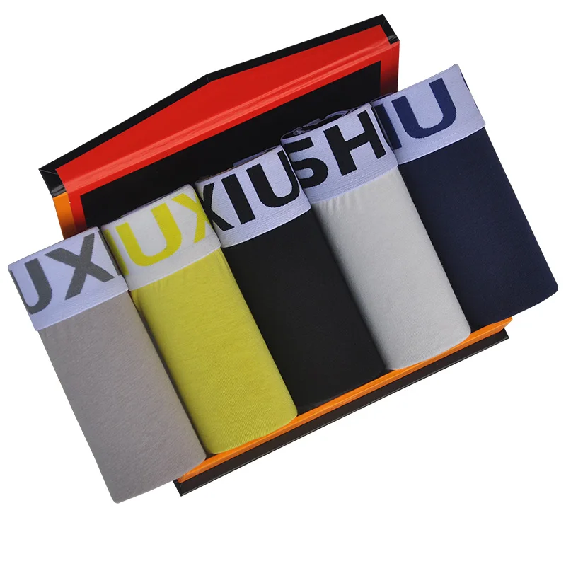 

DEWVKV 2019 Shorts Mens 5Pcs\lot Underwear Soft Boxers Cotton Boxer Men Solid Boxer Shorts Plus Size Boxers Mens Underwear Lot