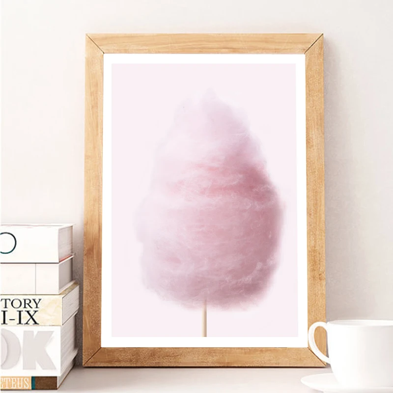 

Fairy Floss Print Cotton Candy Girls Nursery Room Posters Pink Wall Art Canvas Painting Girls Bedroom Pictures Decor