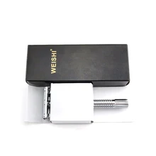 Weishi яркая серебристая Безопасная бритва с бабочкой, латунная, с длинной ручкой серебристого цвета, бронзового цвета, отличное качество, 80 шт./партия, новинка