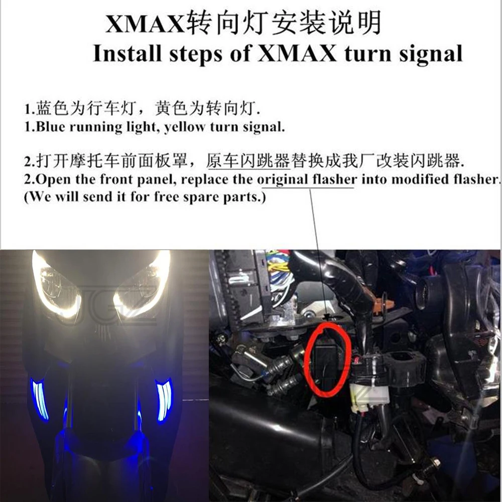 Пара мотоциклов модифицированный светодиодный сигнал поворота спереди беговые Световые индикаторы боковая лампа для YAMAHA XMAX 250 X-max 300