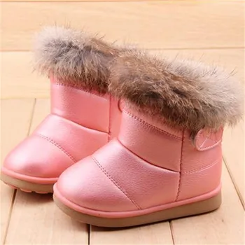 2016 EU21-30 Winter Warm Wool Cloth With Soft Nap Of Rabbit Hair Fur Rubber Soles Children Snow Boots Kids Shoes For Girls Boots