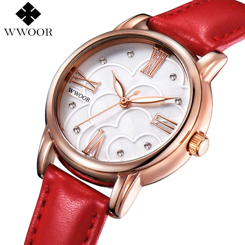 

2016 New WWOOR Fashion Brand Luxury Watches Women Dress Quartz-watch Leather Strap Waterproof Ceasuri Ladies Watch reloj mujer