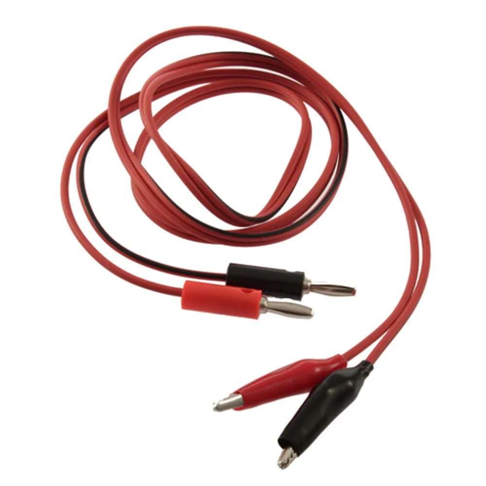 

4mm Injection Banana Plug To Shrouded Copper Electrical Clamp Alligator Clip Test Cable Leads 1M For Testing Probe