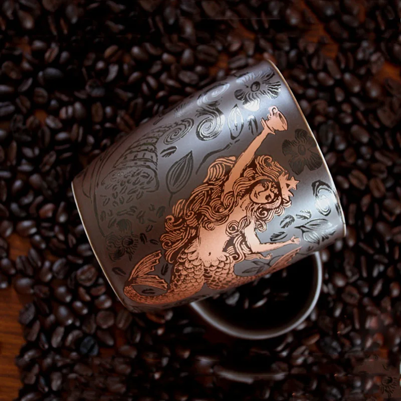 Классическая Ограниченная серия Черная Золотая кофейная кружка Русалочка кружка из костяного фарфора креативная керамическая кружка для вина