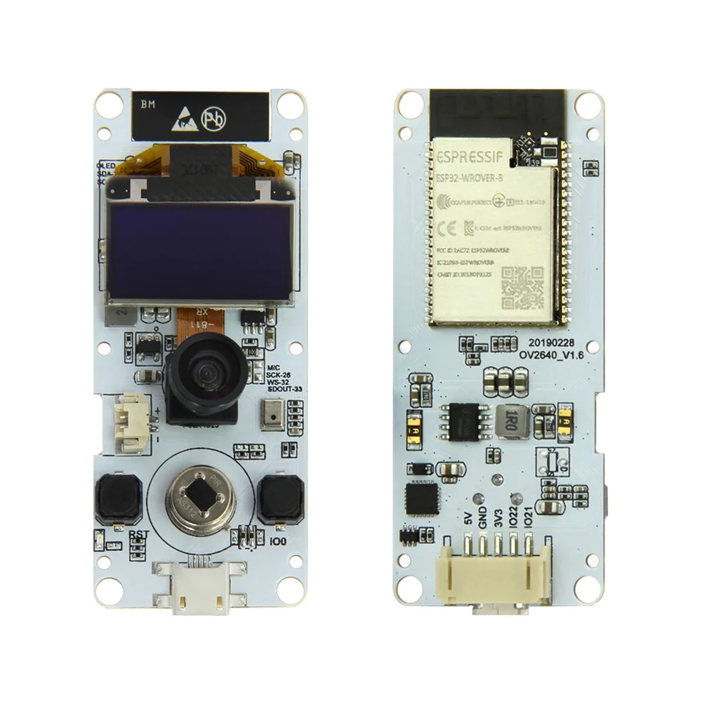 TTGO t-камера ESP32-WROVER-B OV2640 модуль камеры ESP32 WROVER& PSRAM модуль камеры 0,96 OLED ESP32-WROVER - Цвет: Fish-eye with mic