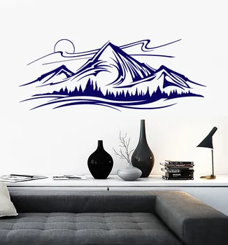 

Mountains and Trees Pattern Wall Decal Night Vinyl Nature Landscape Art Mural Sketch Wall Stickers Home Decor Modern Draw SYY734