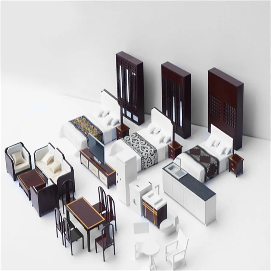 Строительный песок стол DIY Модель Материал мини мебель; диван; кровать шкаф кухонный стол и стул китайская мебель МОДЕЛЬ 1:20