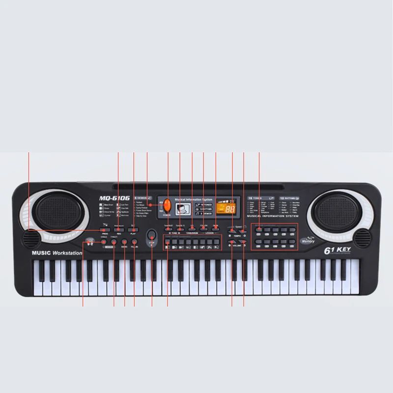 61 Ключи цифровой электронный электрическое фортепиано с клавиатурой и микрофон USB зарядить электрическое фортепиано для детей музыкальный инструмент