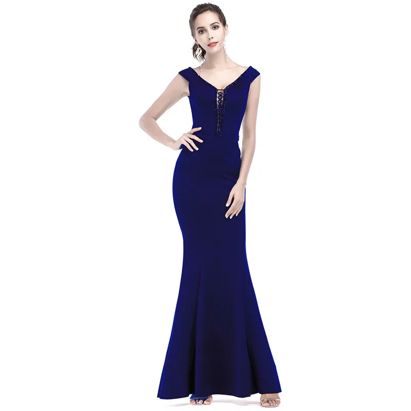 Royal-Blue-Beading-V-Neck-Sleeveless-Floor-Length-Mermaid-Night-Club ...