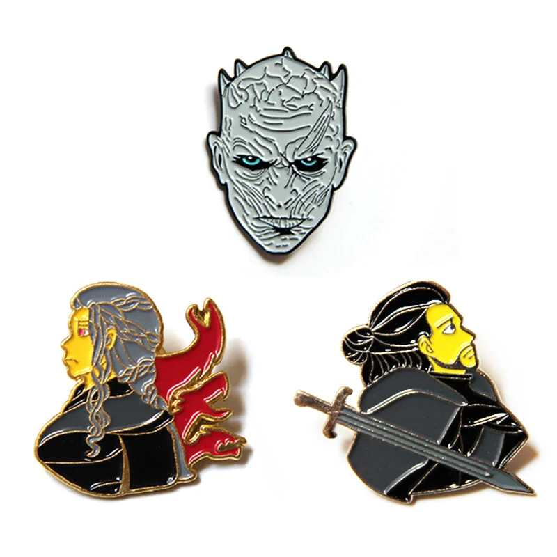 

Game of Thrones Cosplay Costume Night King Jon Snow Daenerys Enamel Pins Brooches Lapel Pin Badge Metal Women Men Halloween